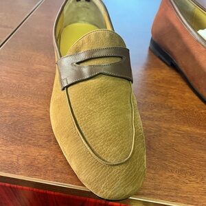 Bally Olive and Chocolate Leather Loafers